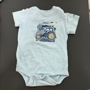 Light Blue Tractor Graphic Baby Onesie
